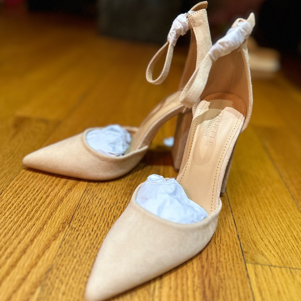 Elegant Beige Velvet Heels